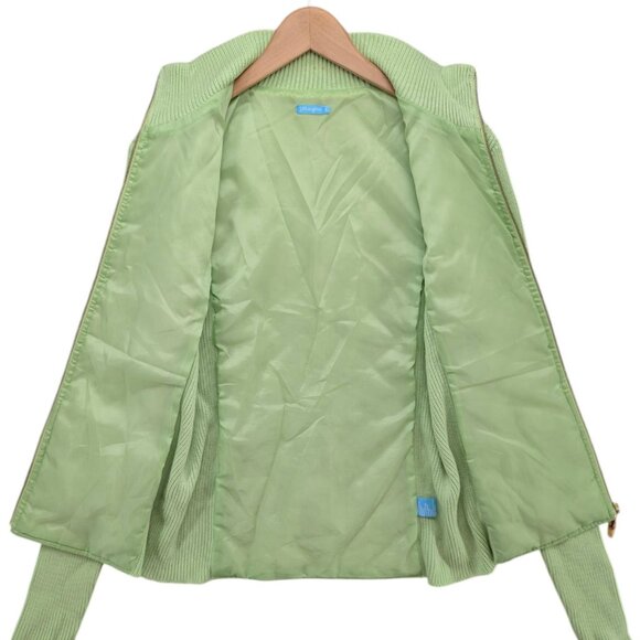 J McLaughlin Quilted Silk Sweater Jacket Womens Lime Green Full Zip Size M - Picture 3 of 11